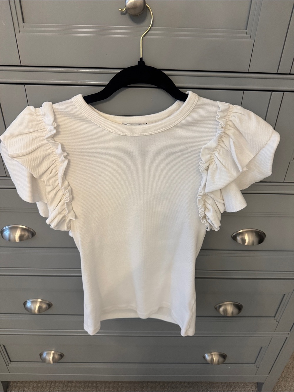 Express White Ruffle Sleeve Tank Top